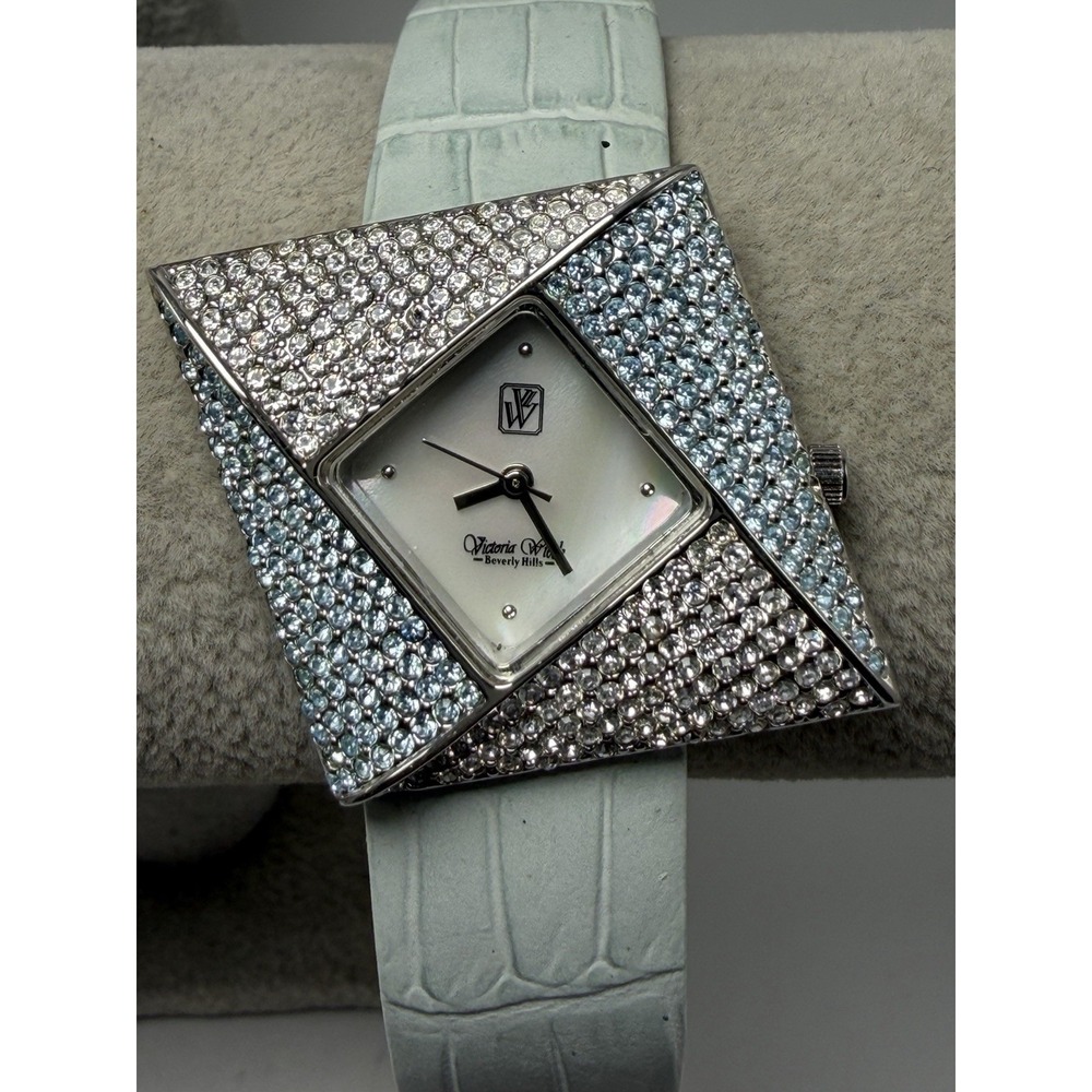 Victoria Wieck B4331 New Battery Ladies MOP Watch 30MM 7" Rhinestones